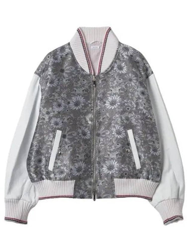 Floral scuba jacquard oversized blouson jacket multicolor aviation jumper - THOM BROWNE - BALAAN 1