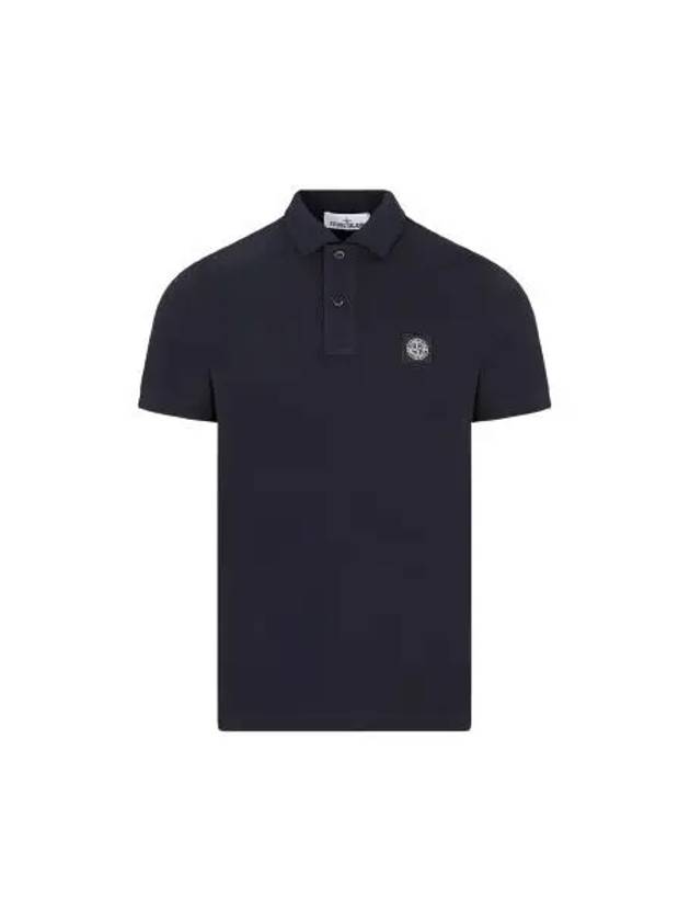 Pique Stretch Cotton Short Sleeve Polo Shirt Navy - STONE ISLAND - BALAAN 2