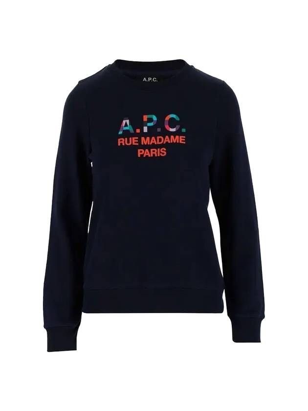 WoMen's Color Block Logo Sweat Sweatshirt Navy - A.P.C. - BALAAN 1