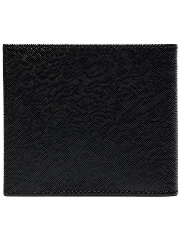 Saffiano Coin Pocket Triagle Logo Leather Wallet Black - PRADA - BALAAN.