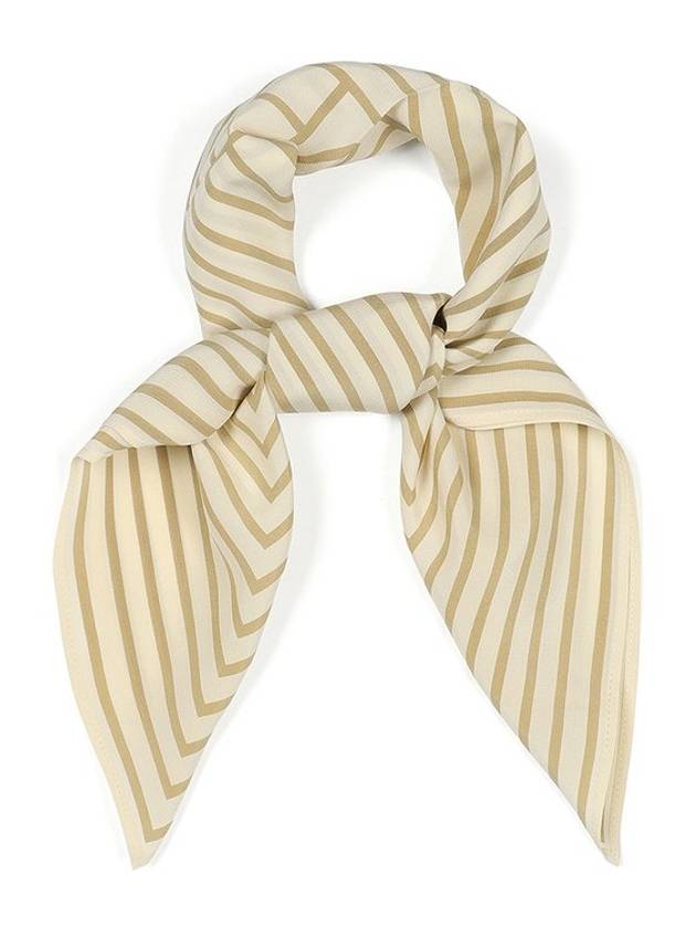 Signature Monogram Striped Silk Scarf Peanut Butter Light Sand - TOTEME - BALAAN 2