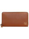 V Logo Long Wallet Brown - VALENTINO - BALAAN 1