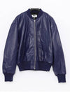 Number Embroidered Faux Leather Bomber Jacket Blue - MAISON MARGIELA - BALAAN 3