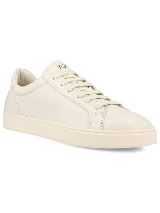 Men's Lace Up Leather Low Top Sneakers Milk White - TOD'S - BALAAN 3