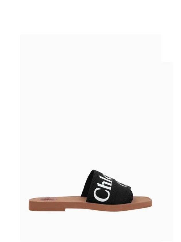 Woody Logo Flat Mule Slippers Black - CHLOE - BALAAN 2