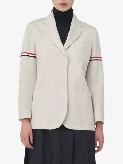 Women's RWB Tab Crop Sleeve Blazer Jacket Natural White - THOM BROWNE - BALAAN 2