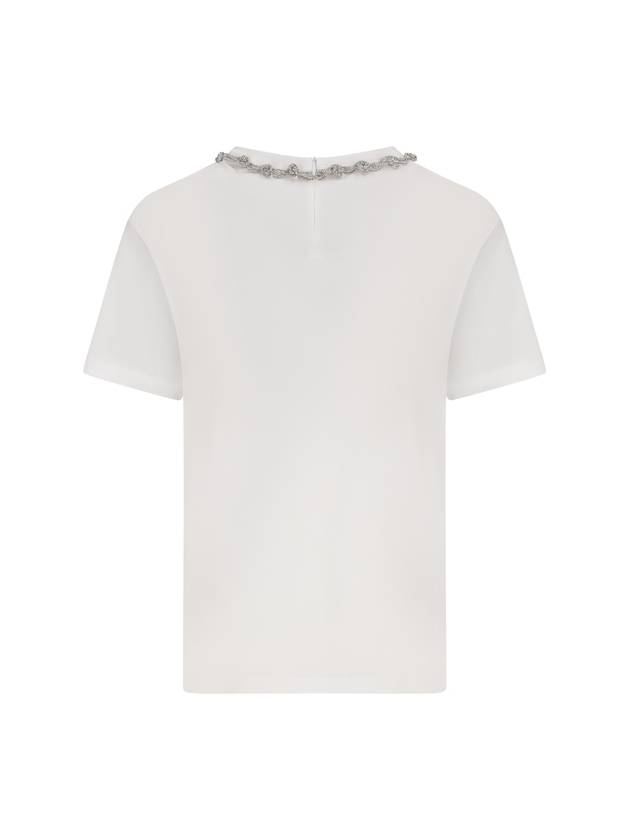 T-SHIRT WITH EMBROIDERED NECK AND RHINESTONES - VALENTINO - BALAAN 2