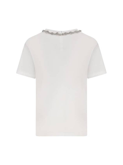 T-SHIRT WITH EMBROIDERED NECK AND RHINESTONES - VALENTINO - BALAAN 2