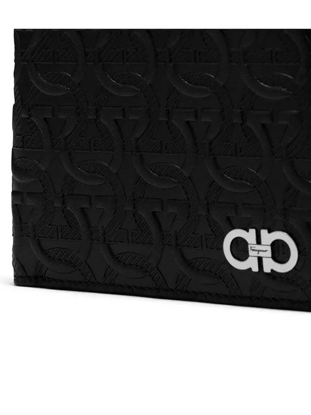 Gancini Embossed Logo Half Wallet Black - SALVATORE FERRAGAMO - BALAAN 5