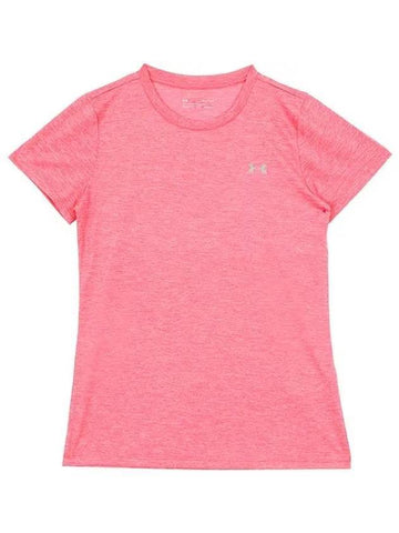 Logo Tech Short Sleeve T-Shirt Pink - UNDER ARMOUR - BALAAN 1