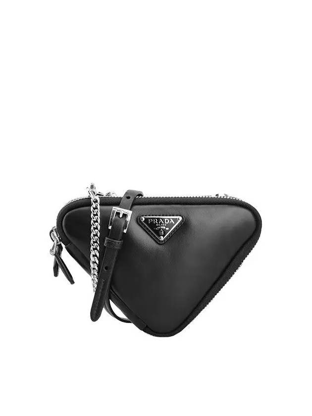 Triangle Logo Leather Mini Pouch Bag Black - PRADA - BALAAN 2