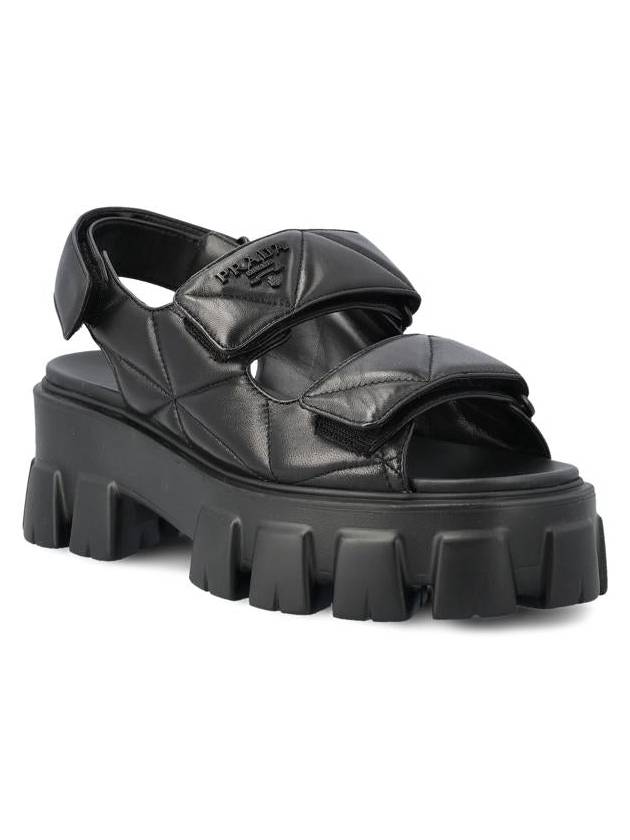 Logo Monolith Sandals Black - PRADA - BALAAN 3