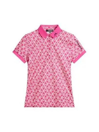 Tour Tech Geo Print Short Sleeve Polo Shirt Fuchsia Purple - J.LINDEBERG - BALAAN 2