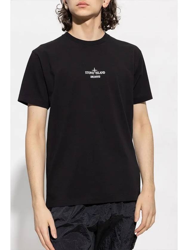 Archivio PVC Print Short Sleeve T-Shirt Black - STONE ISLAND - BALAAN 4