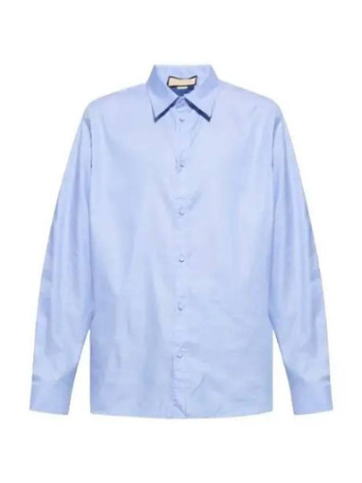 Men's Cotton Long Sleeve Shirt Blue - GUCCI - BALAAN 2