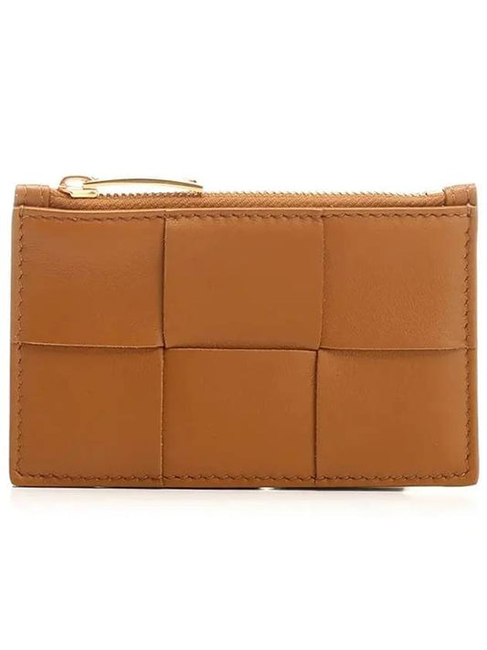 Women's Intrecciato Card Wallet Camel - BOTTEGA VENETA - BALAAN.