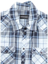 12th Anniversary Logo Embroidered Check Shirt Blue H1CV4T - EMPORIO ARMANI - BALAAN 4