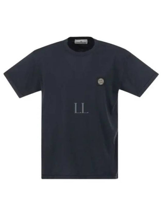 Logo Patch Short Sleeves T-Shirt Navy - STONE ISLAND - BALAAN 2