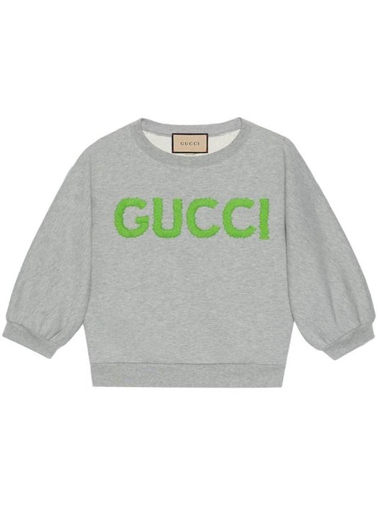 Cotton Jersey Crop Sweatshirt Grey - GUCCI - BALAAN 1