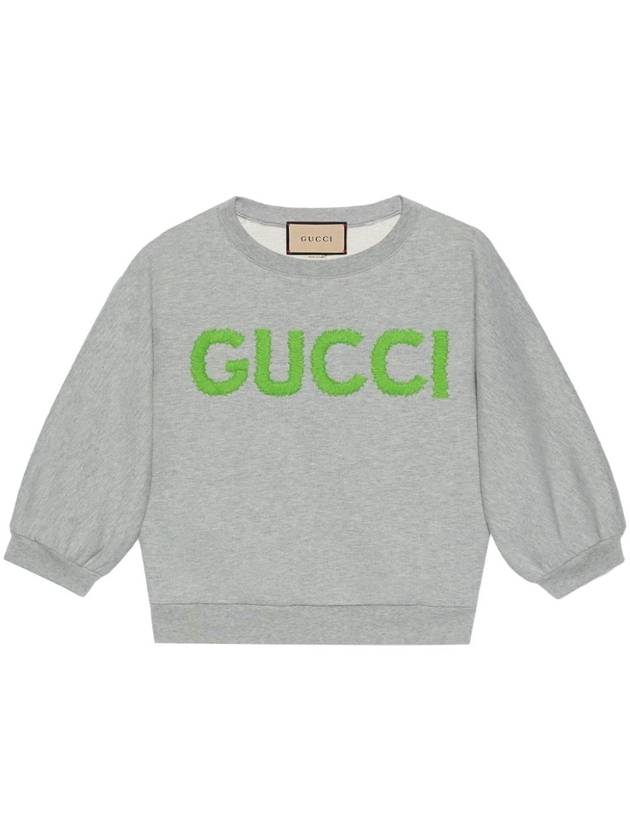 Cotton Jersey Crop Sweatshirt Grey - GUCCI - BALAAN 1