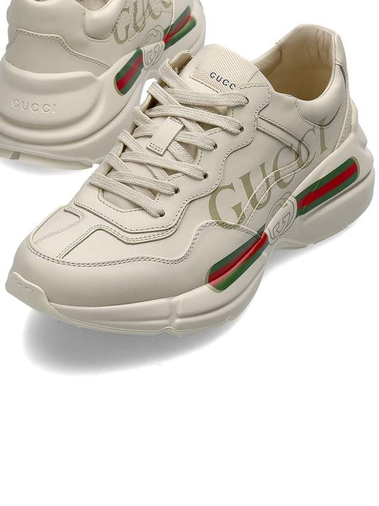 Rhyton Leather Sneakers Logo Ivory - GUCCI - BALAAN 2