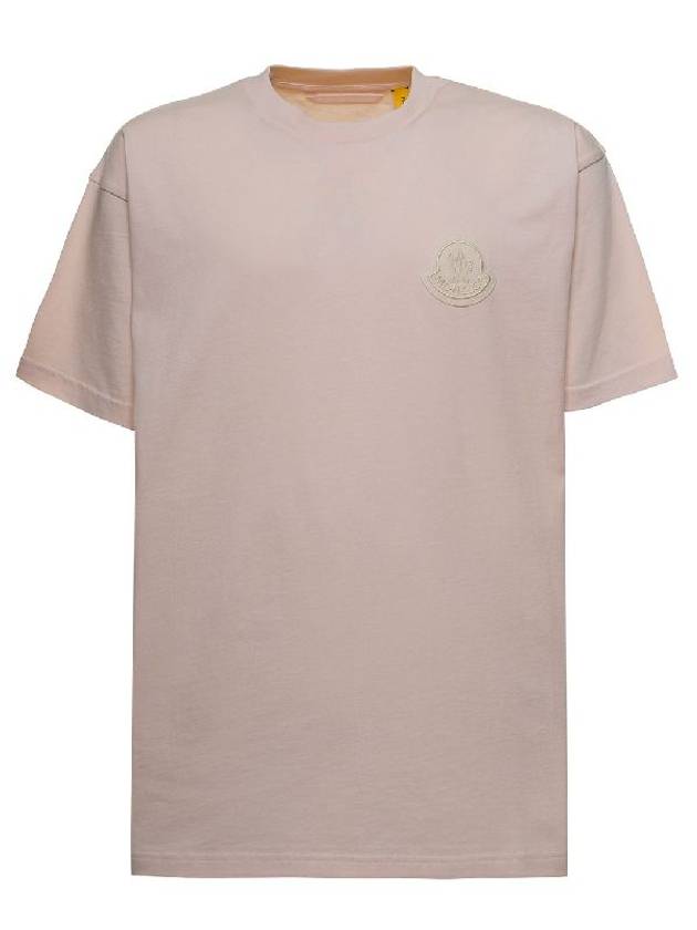 Men's Logo Patch Short Sleeve T-Shirt Pink - MONCLER - BALAAN 1