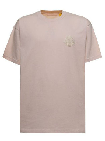 Men's Logo Patch Short Sleeve T-Shirt Pink - MONCLER - BALAAN 1