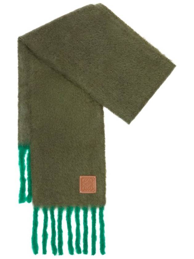 Mohair Wool Scarf Khaki Green - LOEWE - BALAAN 2