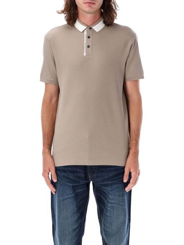 Contrast collar PK shirt beige - EMPORIO ARMANI - BALAAN 1