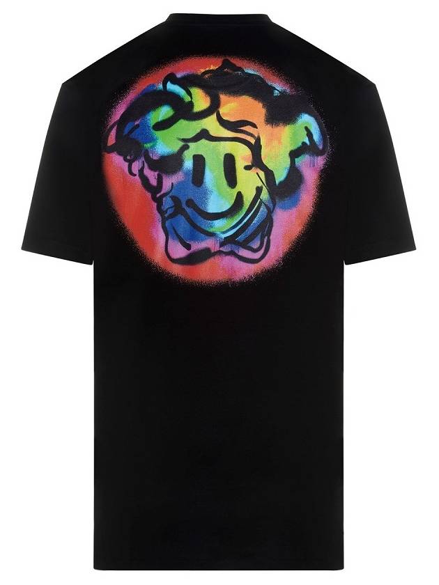 Logo Back Smiley Print Short Sleeve T-shirt Black - VERSACE - BALAAN 3