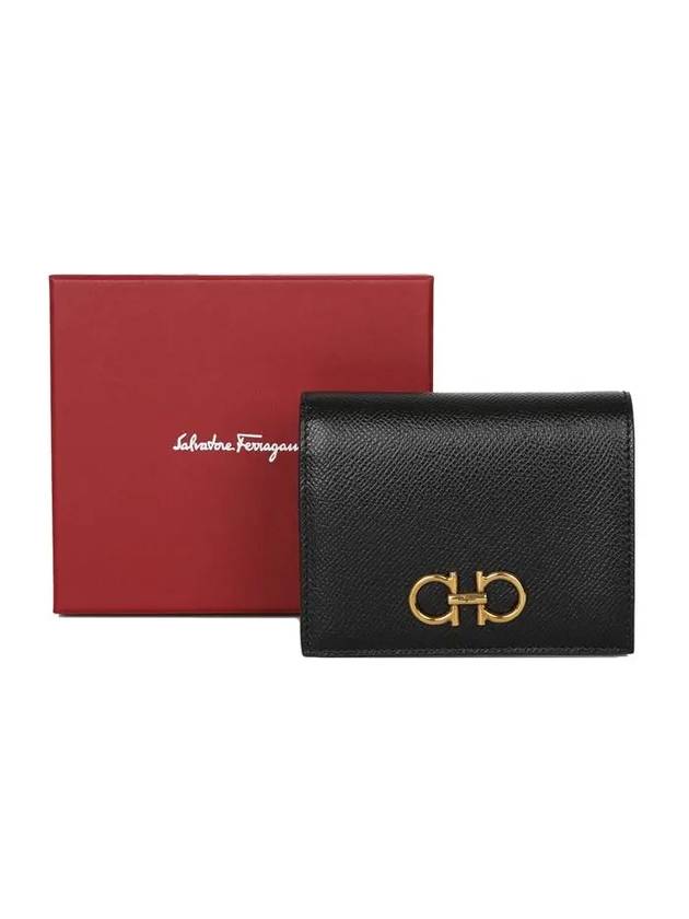 Gancini Compact Half Wallet Black - SALVATORE FERRAGAMO - BALAAN 7