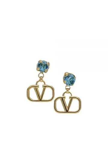 5W0J0H29 YCW 64X 5W2J0H29 Metal Swarovski Crystal V Logo Earrings - VALENTINO - BALAAN 1