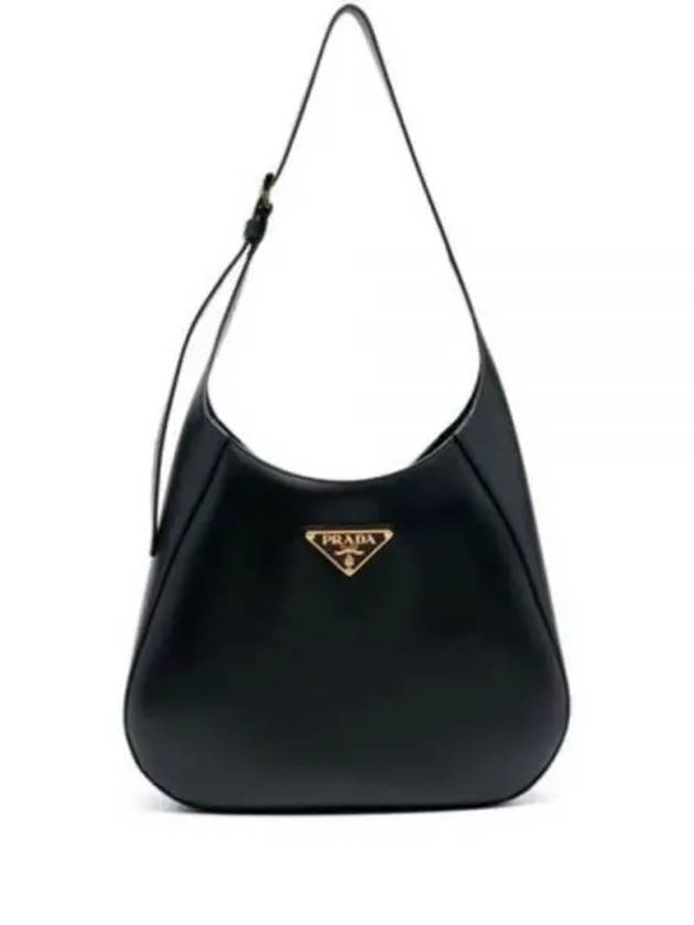 Triangle Logo Leather Shoulder Bag Black - PRADA - BALAAN 2