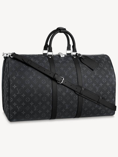 Keepall 55 Bandouliere Monogram Eclipse Duffel Bag Black - LOUIS VUITTON - BALAAN 2