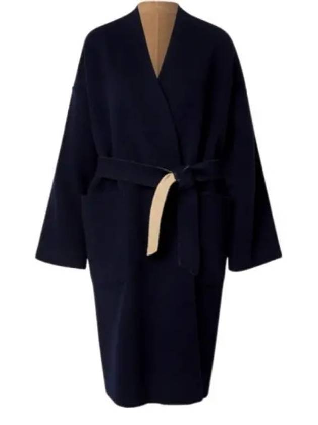 Georgia Belt Reversible Wool Single Coat Navy - MAX MARA - BALAAN 1