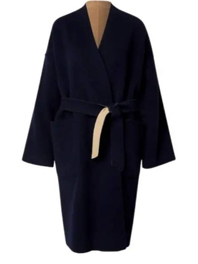 Georgia Belt Reversible Wool Single Coat Navy - MAX MARA - BALAAN 2