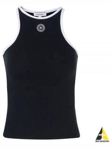 24 SRHWC Ribbed Tank BlackWhite TO033S405SB - SPORTY & RICH - BALAAN 1