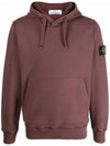 Wappen Patch Brushed Cotton Fleece Hoodie Brown - STONE ISLAND - BALAAN 2