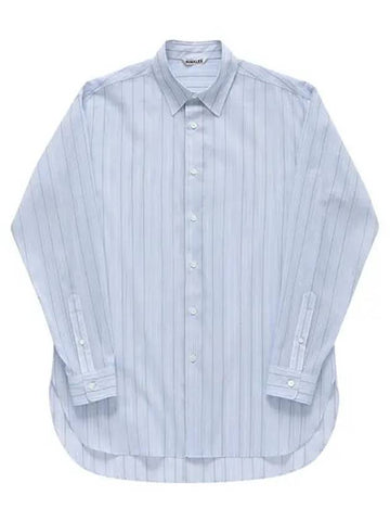 A24SS01OS LIGHT BLUE STRIPE Hard Twist Pins Organza Striped Men s Shirt - AURALEE - BALAAN 1