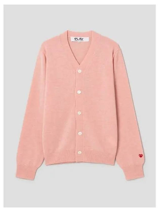 Unisex Pastel Small Red Heart Wappen Spring Fall Cardigan Light Pink Domestic Product GM0024010927794 - COMME DES GARCONS PLAY - BALAAN 1