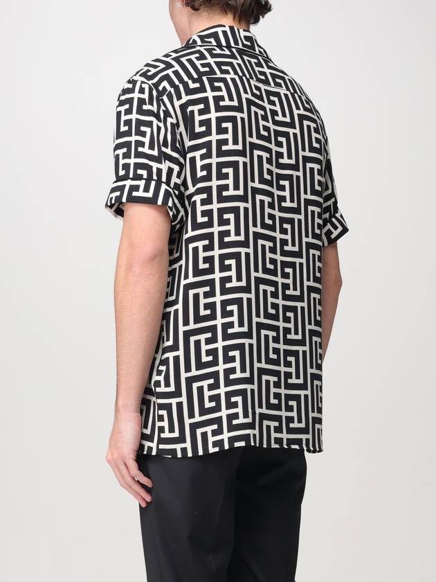 Monogram Print Short Sleeve Shirt Black - BALMAIN - BALAAN 4