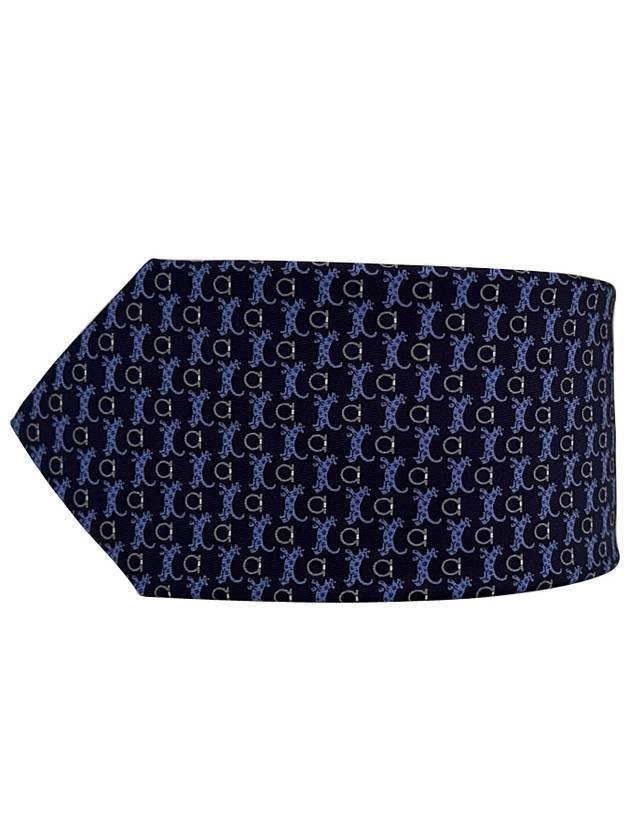 Tiger Print Silk Tie Navy - SALVATORE FERRAGAMO - BALAAN 4