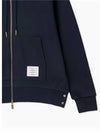 Center Back Stripe Cotton Zip Up Hoodie Navy - THOM BROWNE - BALAAN 4