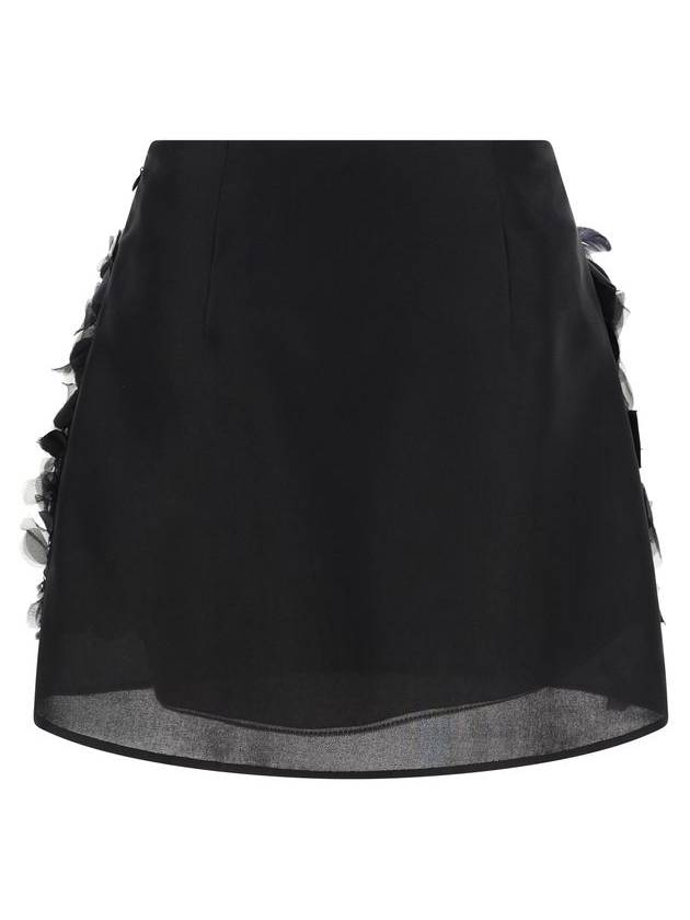 Embroidered Gajar Mini A Line Skirt Black - PRADA - BALAAN 3