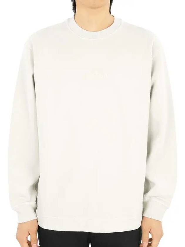 Crew Neck  Brushed Cotton Fleece Sweatshirt Ivory - STONE ISLAND - BALAAN 3