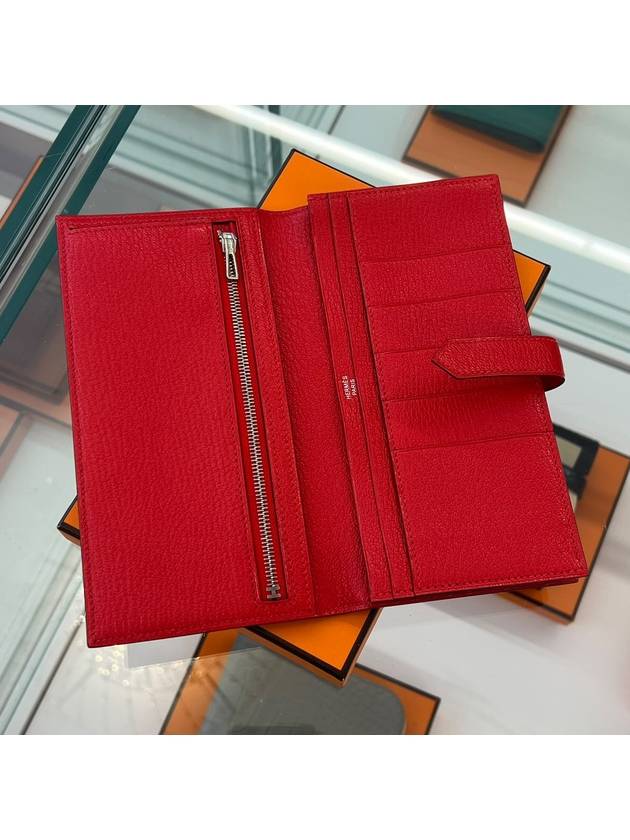 Bean long wallet neon red silver mizore - HERMES - BALAAN 2