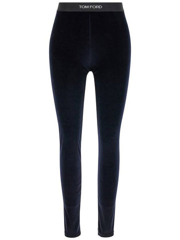 Blue Leggins With Logo On The Waist In Tech Fabric Woman - TOM FORD - BALAAN 1