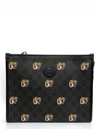 GG Supreme Tiger Print Clutch Bag Black - GUCCI - BALAAN 2