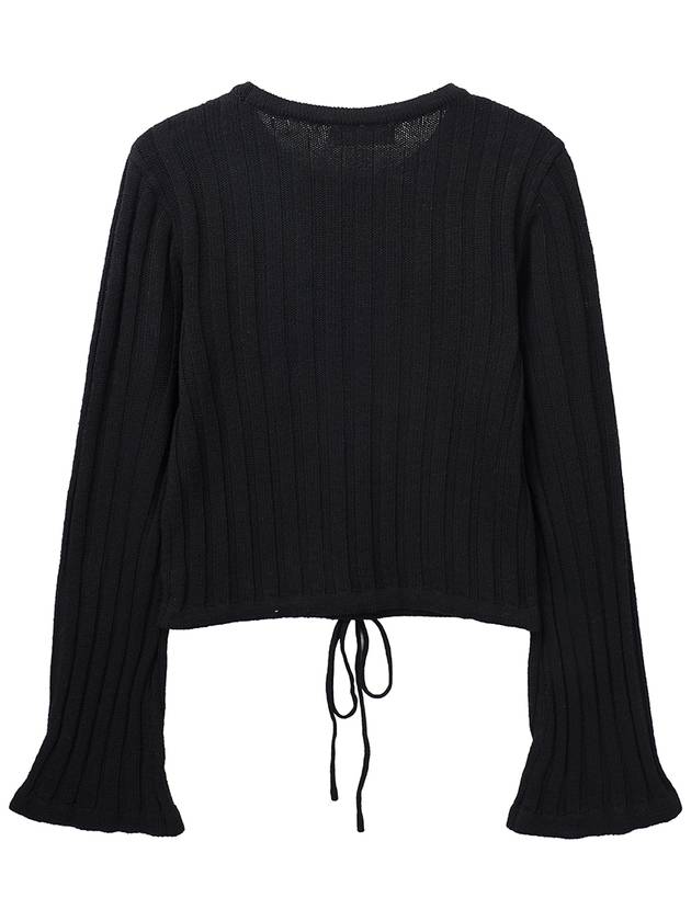 Ribbon String Crop Knit Top Black - HIGH SCHOOL DISCO - BALAAN 4