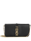 Graphy Chain Leather Long Wallet Black - FENDI - BALAAN 2